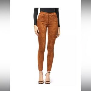 Good American Faux Suede Leather Tobacco Pants 12 High Rise Straight